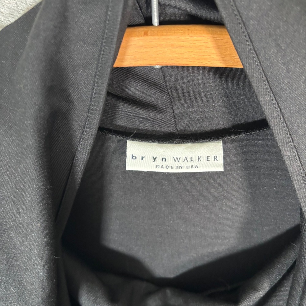 Bryn Walker Black Modal Blend Asymmetrical Cowl Neck Tunic Dress Women Large USA - Picture 3 of 13